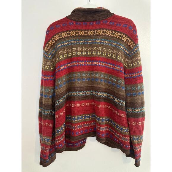 Tiara International Womens Vintage Fair Isle Zip Up Sweater Grandmacore Knit XL - Picture 2 of 6